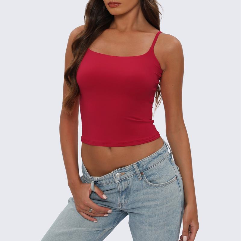 Square Neck Cami Top for Women – Double-Lined, Non See-Through, Adjustable Straps