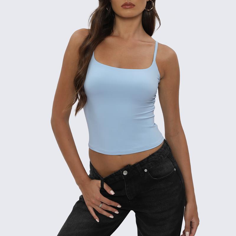 Square Neck Cami Top for Women – Double-Lined, Non See-Through, Adjustable Straps