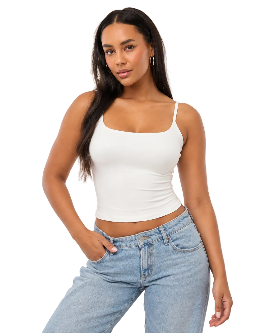 Square Neck Cami Top for Women – Double-Lined, Non See-Through, Adjustable Straps