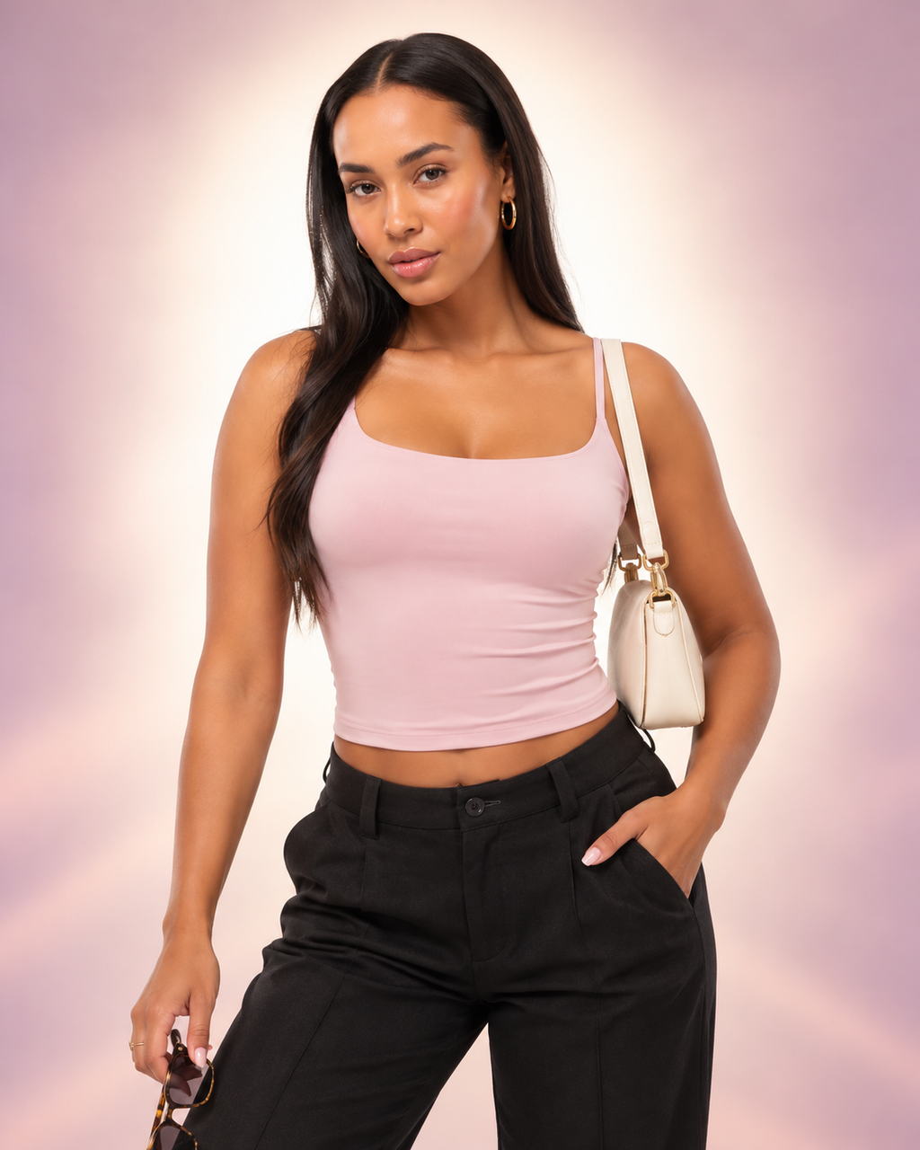 Damen-Camisole mit eckigem Ausschnitt – doppelt gefüttert, blickdicht, verstellbare Träger