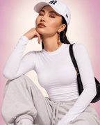 Second-Skin Longsleeve-sporttop voor dames – opstaande kraag, duimgaten, niet doorschijnend