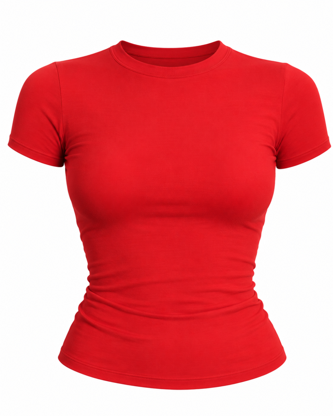 Snatched Aansluitend T-shirt met Ronde Hals voor Dames – Dubbellaags, Boterzacht, Niet doorschijnend