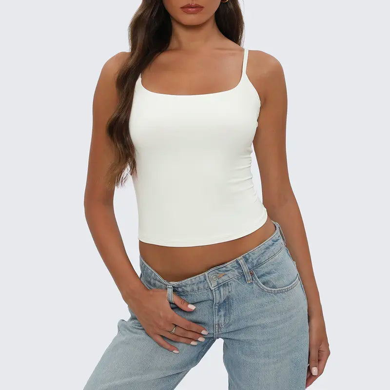 Damen-Camisole mit eckigem Ausschnitt – doppelt gefüttert, blickdicht, verstellbare Träger