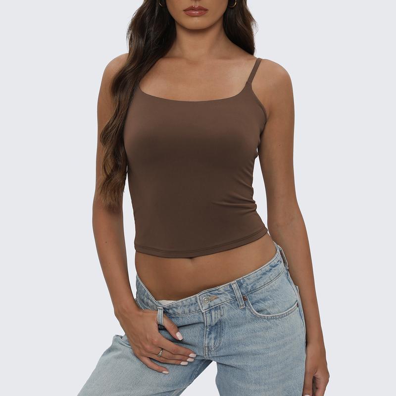 Nylyo square neck cami top in Mocha