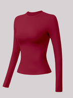 Nylyo second-skin long sleeve top in Burgundy