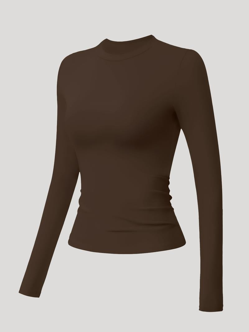 Nylyo second-skin long sleeve top in Brown